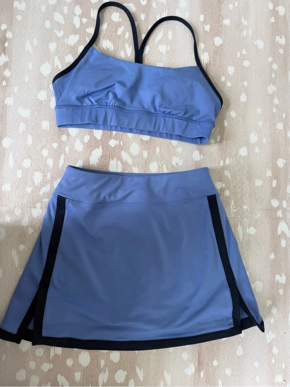 Outdoor Voices Light Blue and Navy Skort Set SKIRT SMALL BRA MEDIUM - Picture 4 of 11